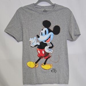 Disney‎ 100 Mickey Mouse Graphic Tee, Gray, Men's Size Small